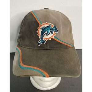 RARE Vintage Annco Miami‎ Dolphins NFL Adjustable Brown Hat Cap One Size #00476